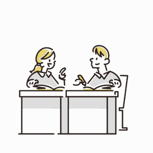 一緒に作業する姿